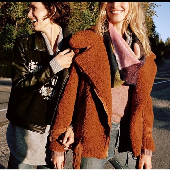 Anthropologie burnt orange Marrakech Sherpa teddy jacket/coat - Picture 6 of 6